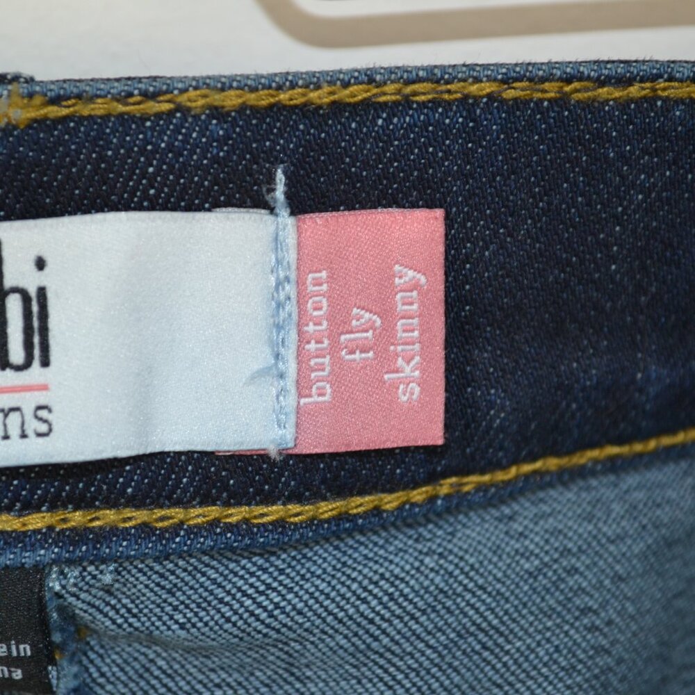 Cabi Button Fly Skinny Denim Jeans High Rise 5 Pocket Womens 8 Red Waist Band - Picture 9 of 9
